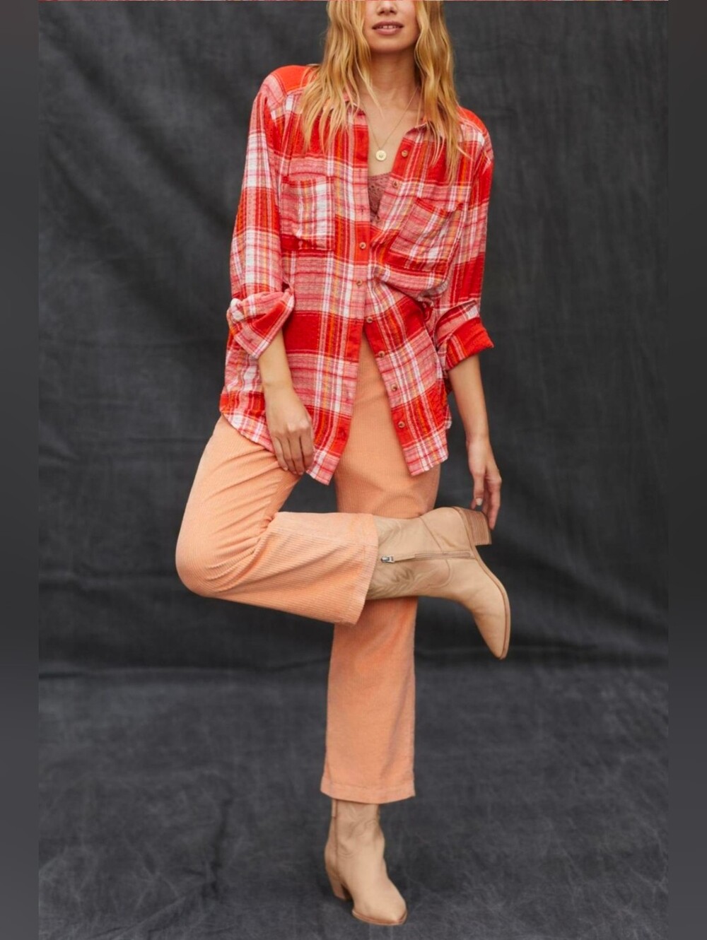 Anthropologie Pilcro Relaxed Gauzy Plaid Long Sleeve Buttondown Shirt